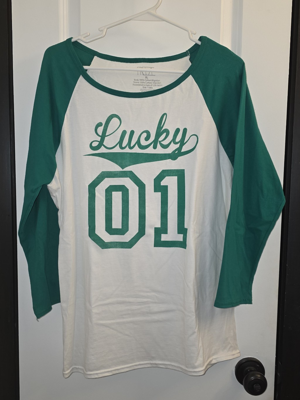 Womens T-Shirt - Baseball Style - St Pattys Day - Sz Xl